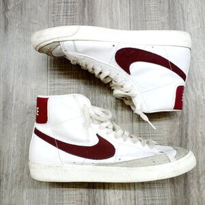 NIKE White Sneakers Burgundy Swoosh Men's 10.5